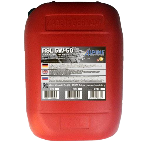 Моторное масло Alpine RSL 5W-50, 20л