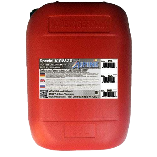 Моторное масло Alpine Special V 0W-30, 20л