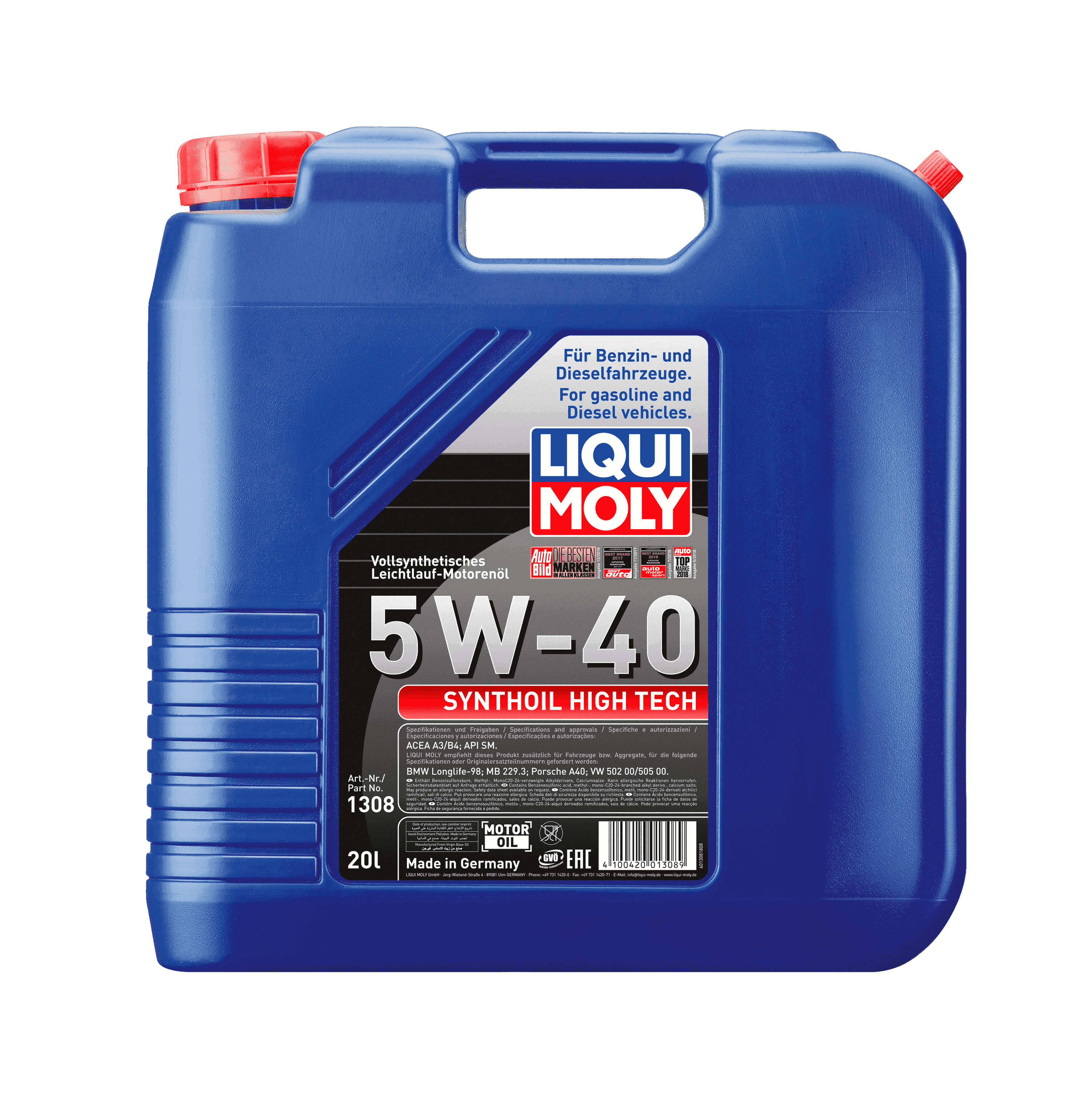Моторное масло Liqui Moly Synthoil High Tech 5W-40, 20л