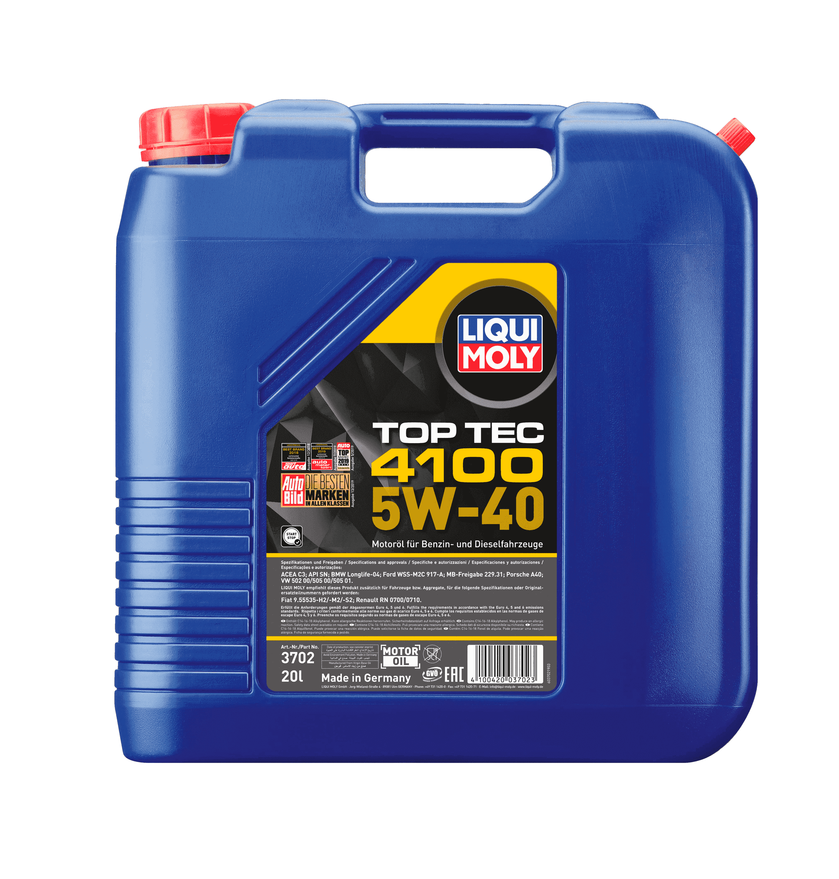 Моторное масло Liqui Moly Top Tec 4100 5W-40, 20л