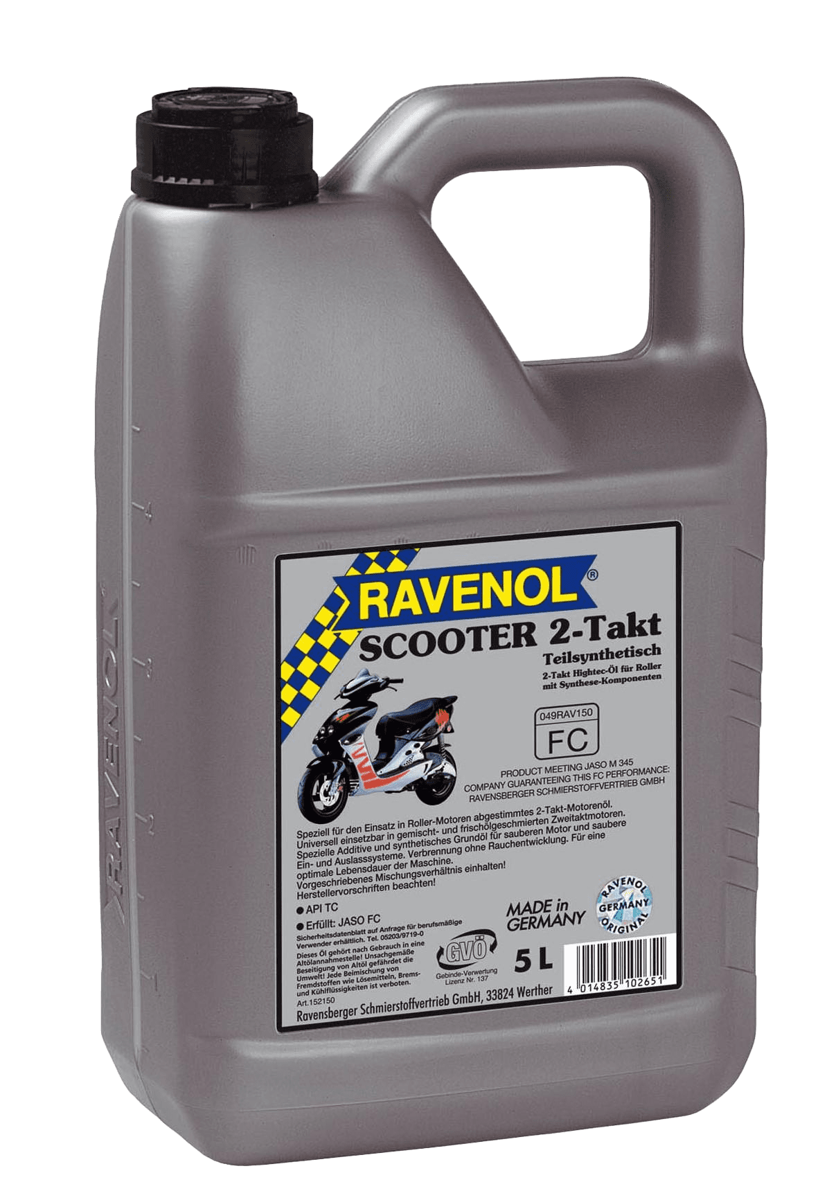 Моторное масло Ravenol Scooter 2-Takt Teilsynt, 5л