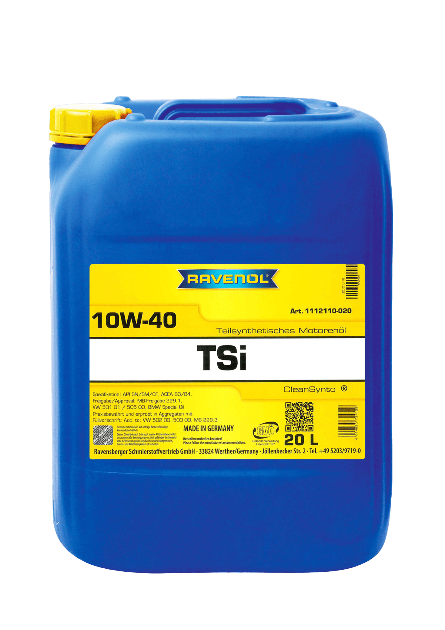 Моторное масло Ravenol TSI SAE 10W-40, 20л
