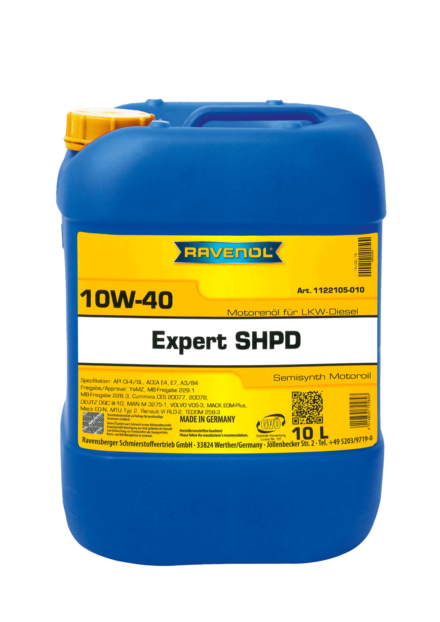 Моторное масло Ravenol Expert SHPD SAE 10W-40, 10л