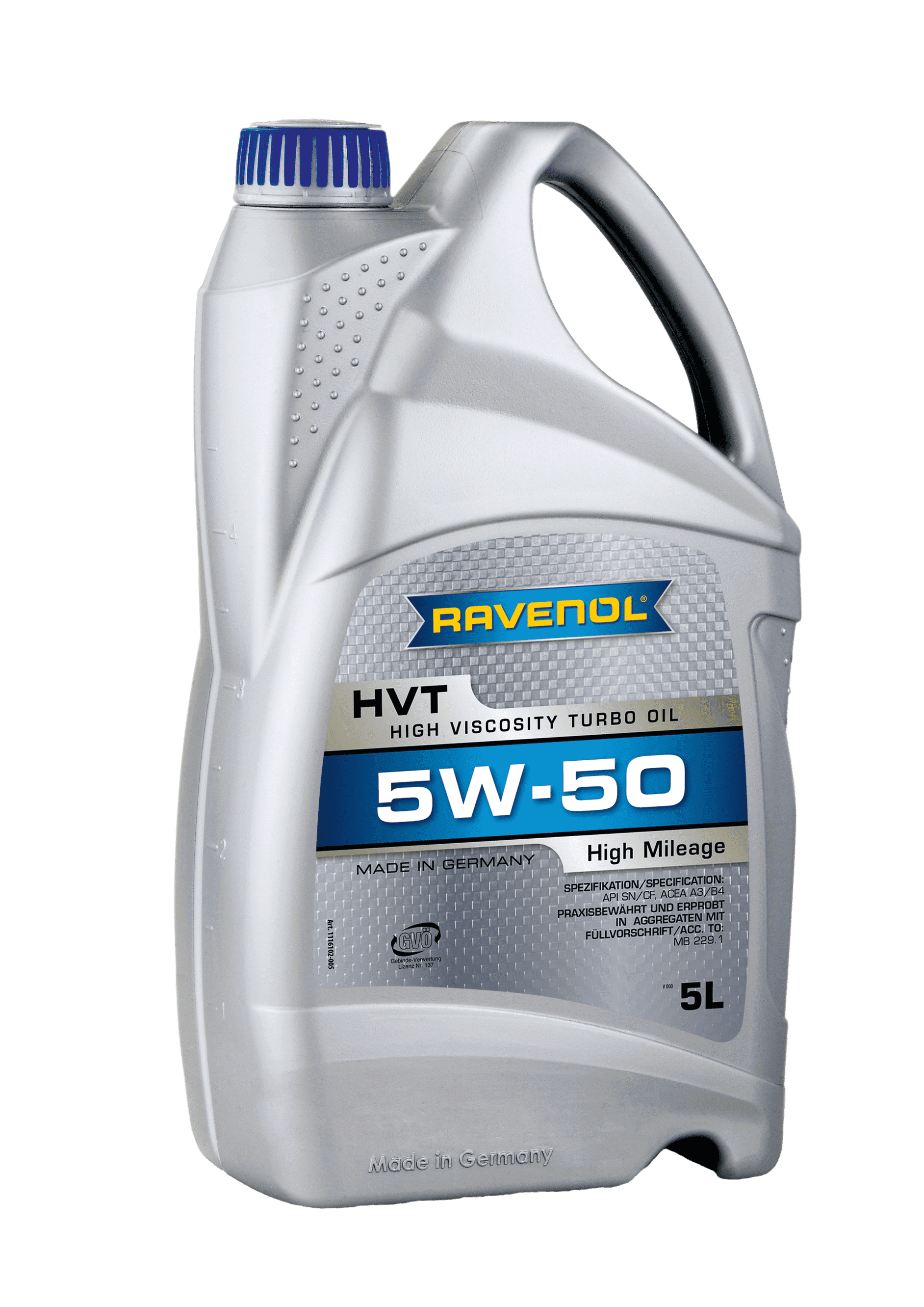 Моторное масло Ravenol HVT High Viscosity Turbo Oil SAE 5W-50, 5л