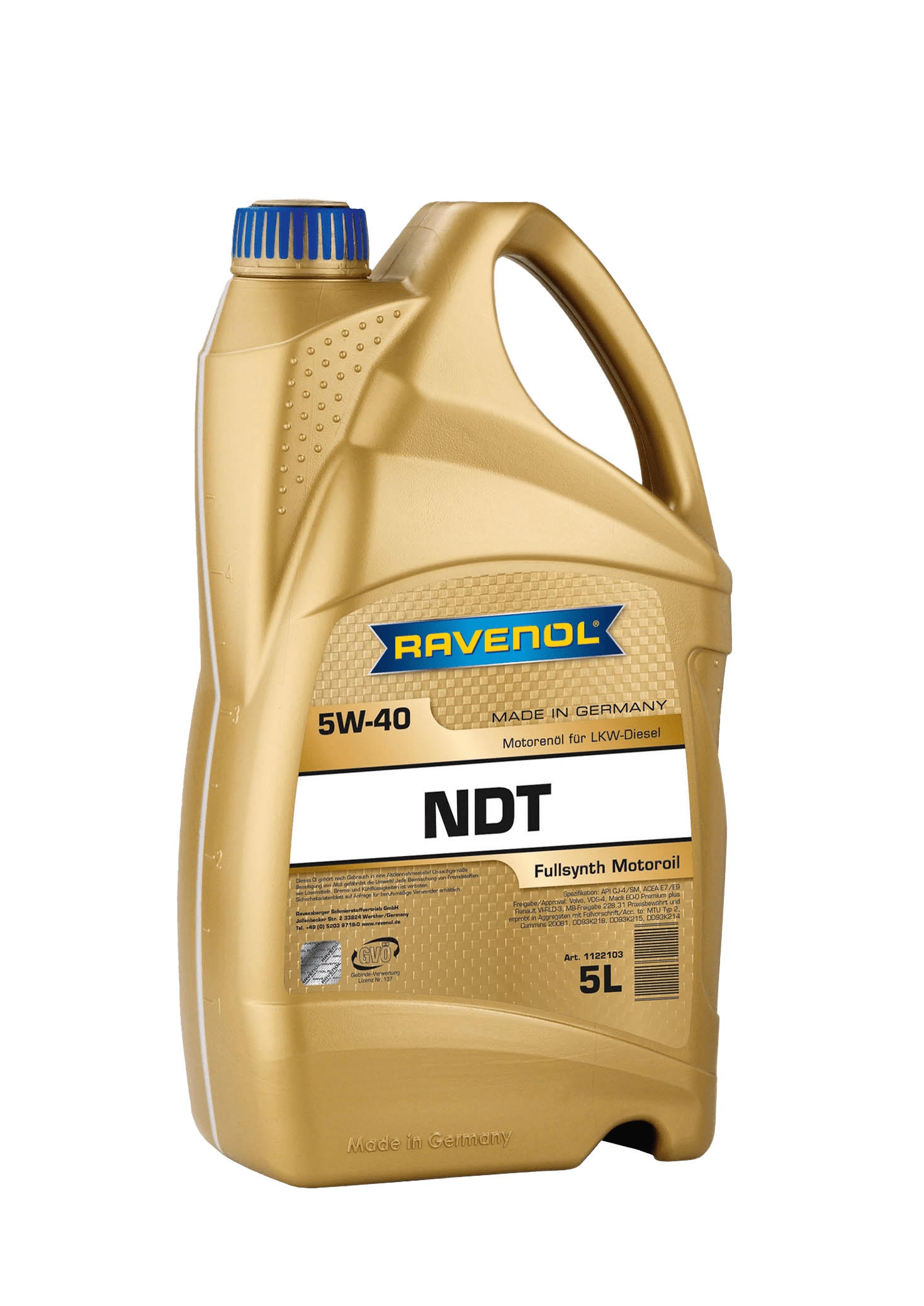 Моторное масло Ravenol NDT SAE 5W-40, 5л