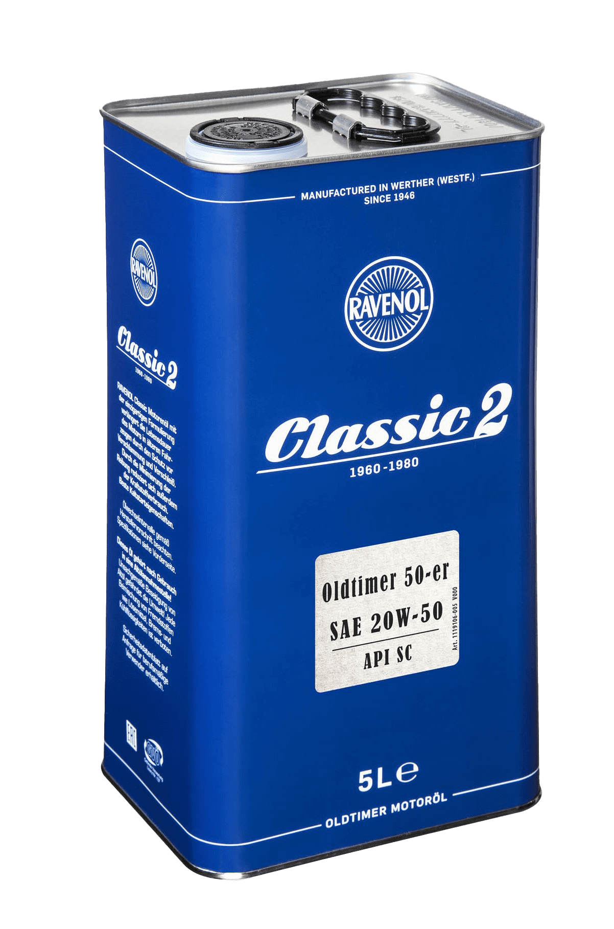 Моторное масло Ravenol Oldtimer 50-er SAE 20W-50, 5л