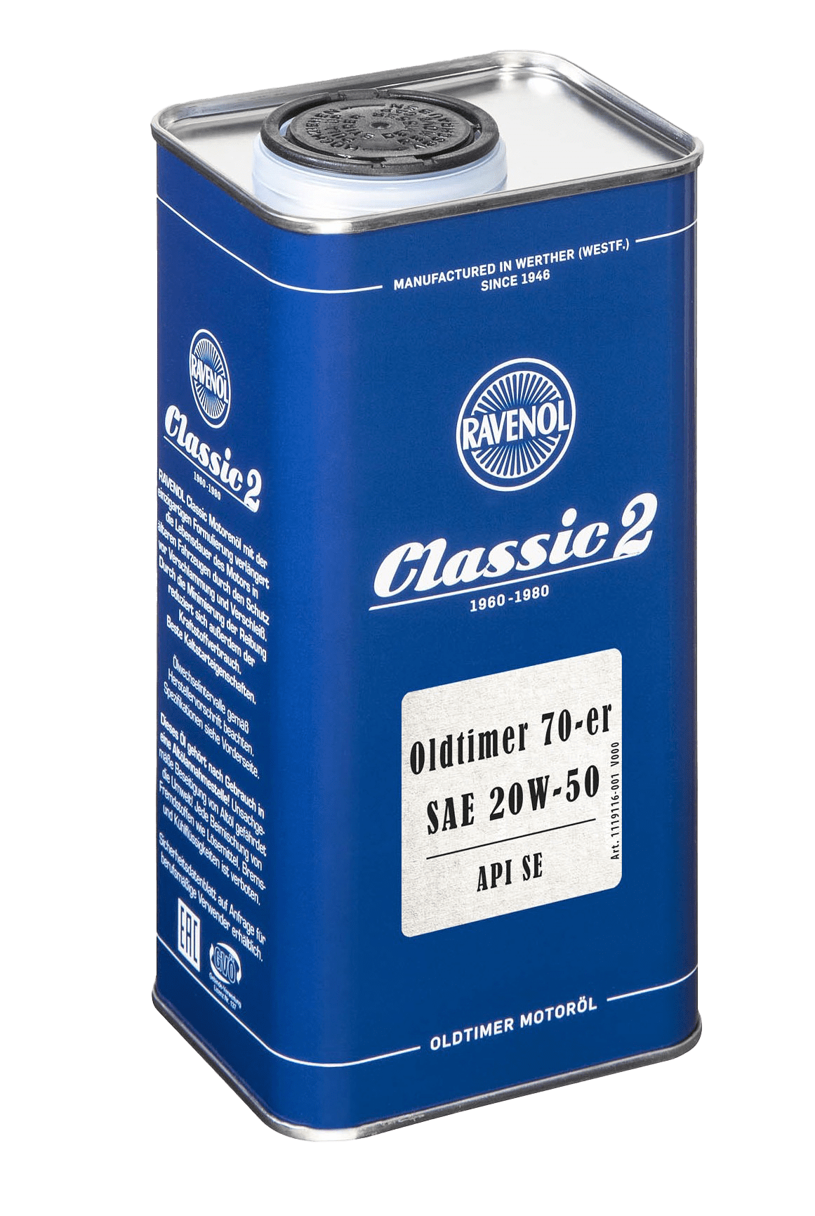 Моторное масло Ravenol Oldtimer 70-er SAE 20W-50, 1л